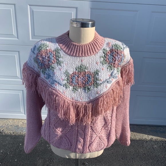 Vintage Sweaters | Vintage Grandma Sweater! | Color: Cream/Pink | Size: XL | Scipio's Closet